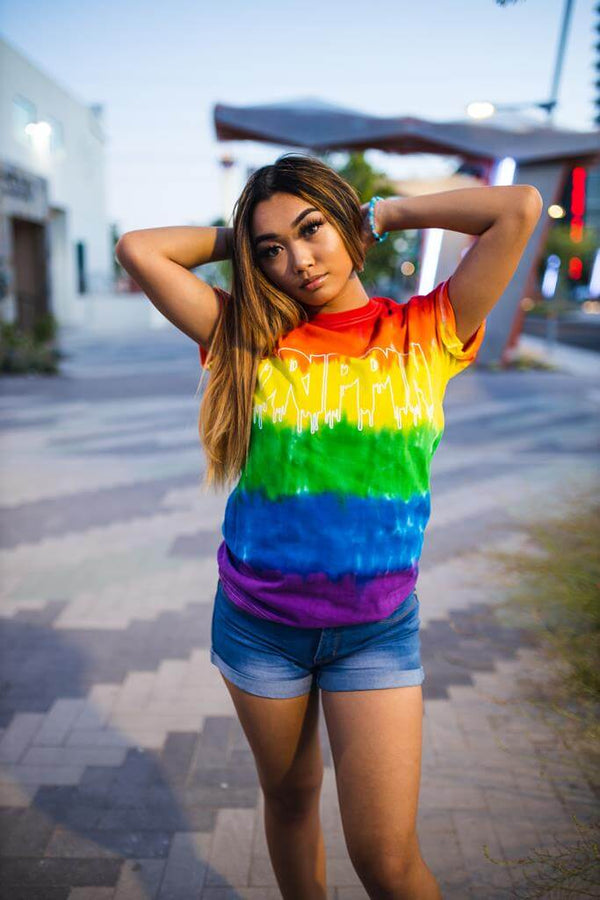 White Outline Drippin | Rainbow Pride Tee - Sauce Avenue