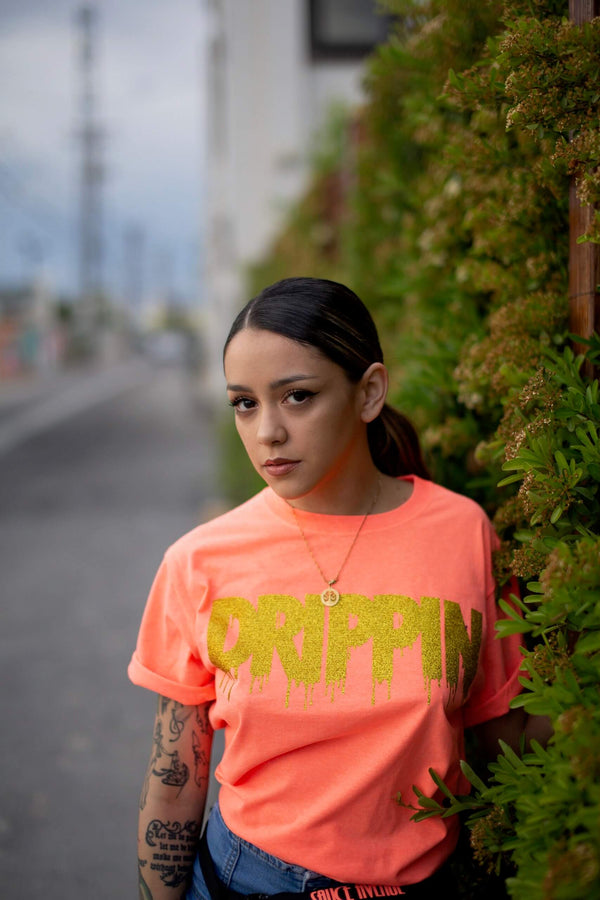 Drippin Gold Glitter | Coral Tee - Sauce Avenue