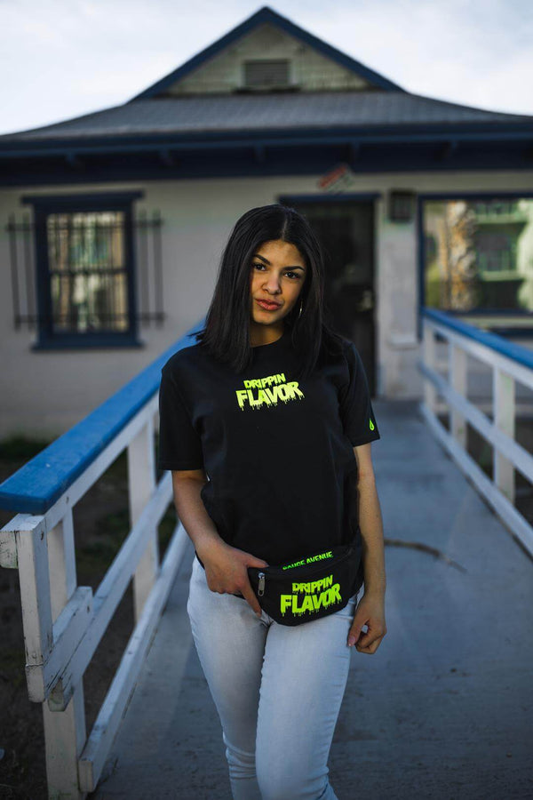 Neon Yellow Drippin Flavor | Black Tee - Sauce Avenue