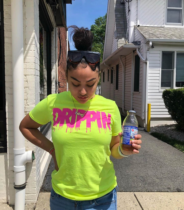 Pink Drippin | Neon Yellow Tee - Sauce Avenue