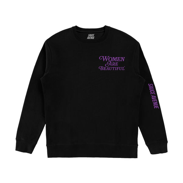 Women Are Beautiful | Black Crewneck (P) - Sauce Avenue