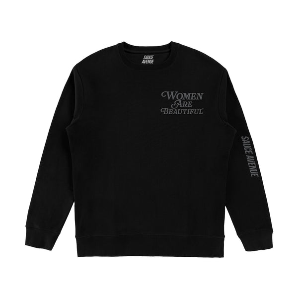 Women Are Beautiful | Black Crewneck (GY) - Sauce Avenue