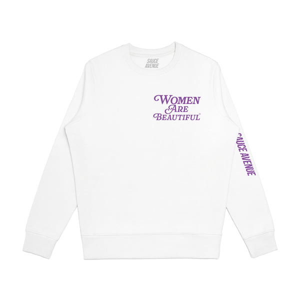 Women Are Beautiful | White Crewneck (P) - Sauce Avenue