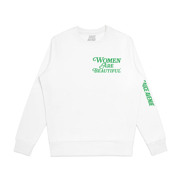 Women Are Beautiful | White Crewneck (G) - Sauce Avenue