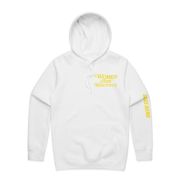 Women Are Beautiful | White Hoodie (Y) - Sauce Avenue