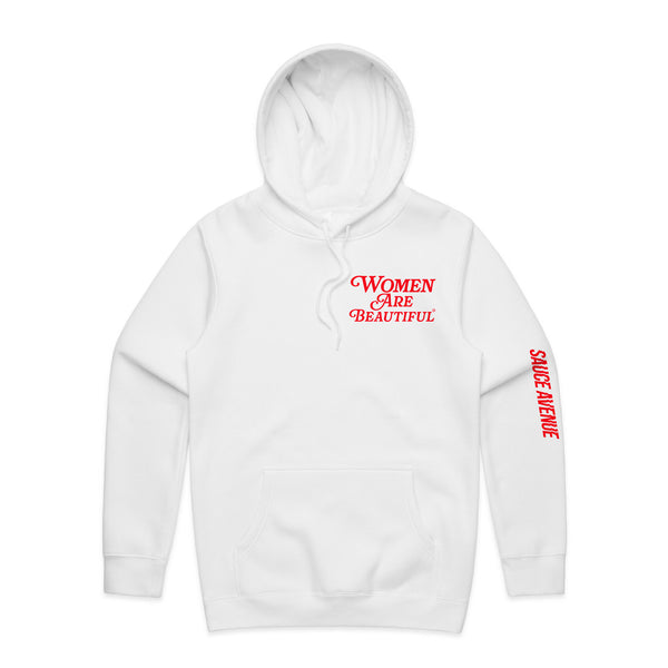 Women Are Beautiful | White Hoodie (R) - Sauce Avenue