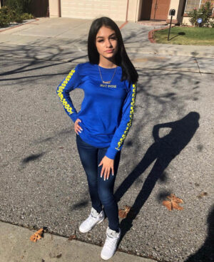 Yellow SA | Blue Long Sleeve Tee (Solid Checkered Drippin Sleeves) - Sauce Avenue