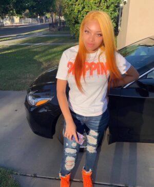 Neon Orange Glitter Drippin | White Tee - Sauce Avenue