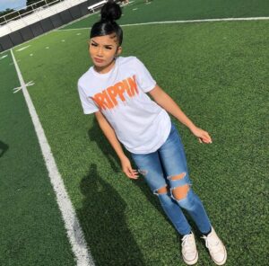 Neon Orange Glitter Drippin | White Tee - Sauce Avenue