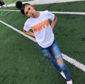 Neon Orange Glitter Drippin | White Tee - Sauce Avenue