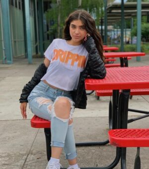 Neon Orange Glitter Drippin | White Tee - Sauce Avenue