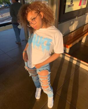 Neon Blue Glitter Sauce | White Tee - Sauce Avenue