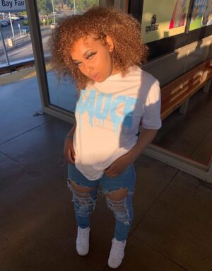 Neon Blue Glitter Sauce | White Tee - Sauce Avenue