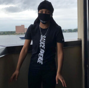 White SA (Vertical) | Black Tee - Sauce Avenue