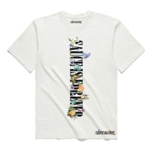 Sauce Is Forever Flowers & Butterflies Black (Vertical Big) | White Tee - Sauce Avenue