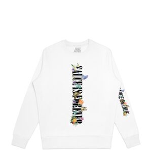 Sauce Is Forever Flowers & Butterflies Black (Vertical Big) | White Crewneck - Sauce Avenue