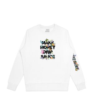 MMDS Flowers & Butterflies Black | White Crewneck - Sauce Avenue