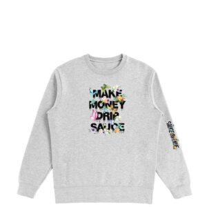 MMDS Flowers & Butterflies Black | Light Gray Crewneck - Sauce Avenue